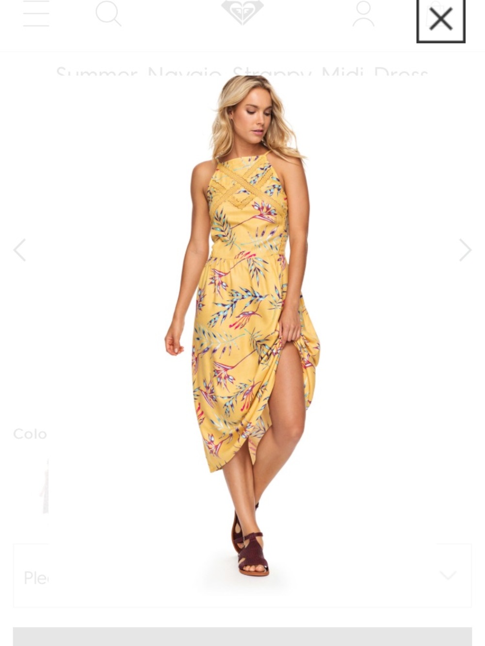 Roxy Sunny Floral Halter Midi Dress - Yellow